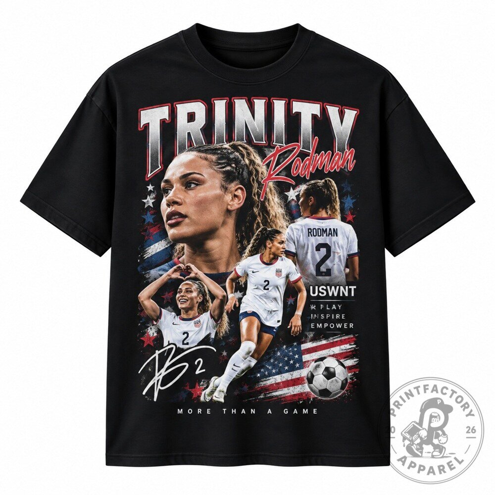 Trinity Rodman Soccer Graphic T-Shirt, Black Short Sleeve Fan Tee