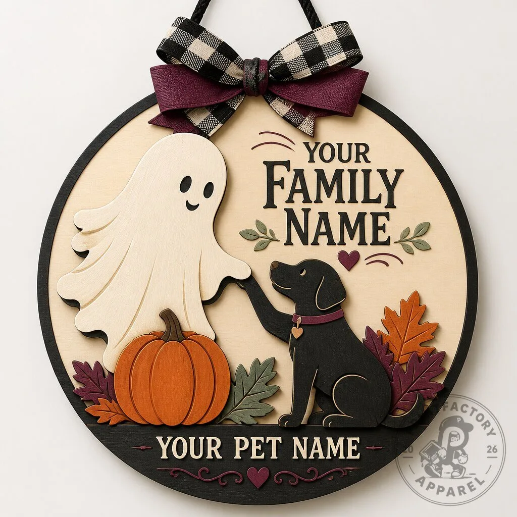 Personalized Pet Family Halloween Door Hanger