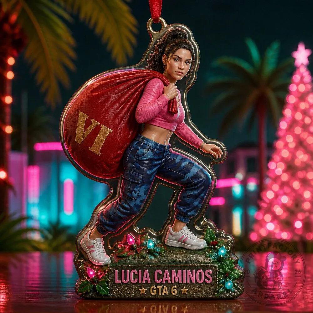 GTA 6 Lucia Christmas Ornament 3D Holiday Heist Character Collectible for Gamers