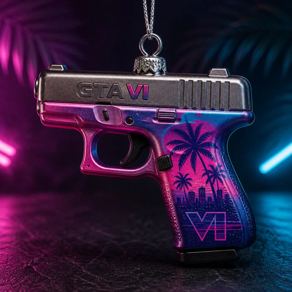 GTA 6 Handgun Christmas Ornament 3D Collectible for Festive Decor