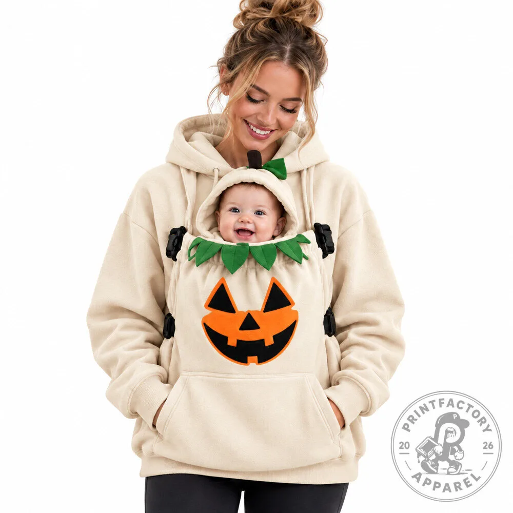 Pumpkin Baby Carrier Hoodie Cozy Fleece for Fall Adventures Mom and Baby
