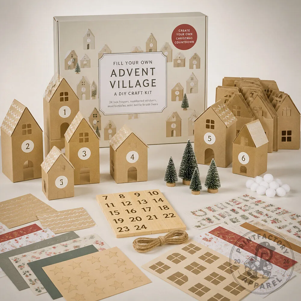DIY Advent Calendar Village Craft Kit with Reusable Numbered Houses