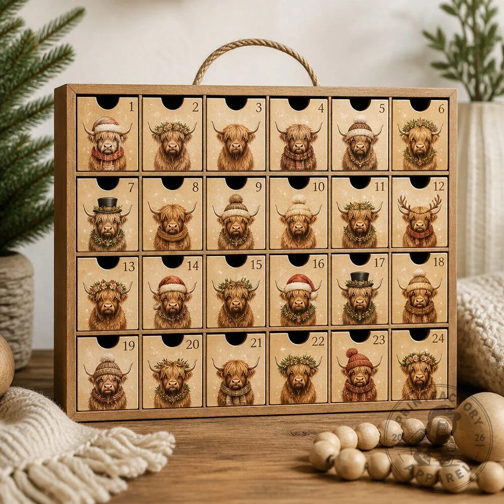 Highland Cow Advent Calendar 2026 With 24 Cozy Christmas Ornaments