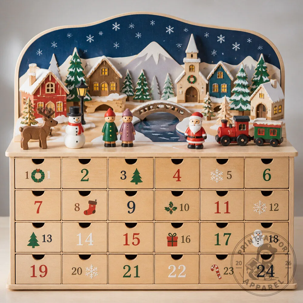 Little People Christmas Advent Calendar For Kids with 24 Day Christmas Village Story