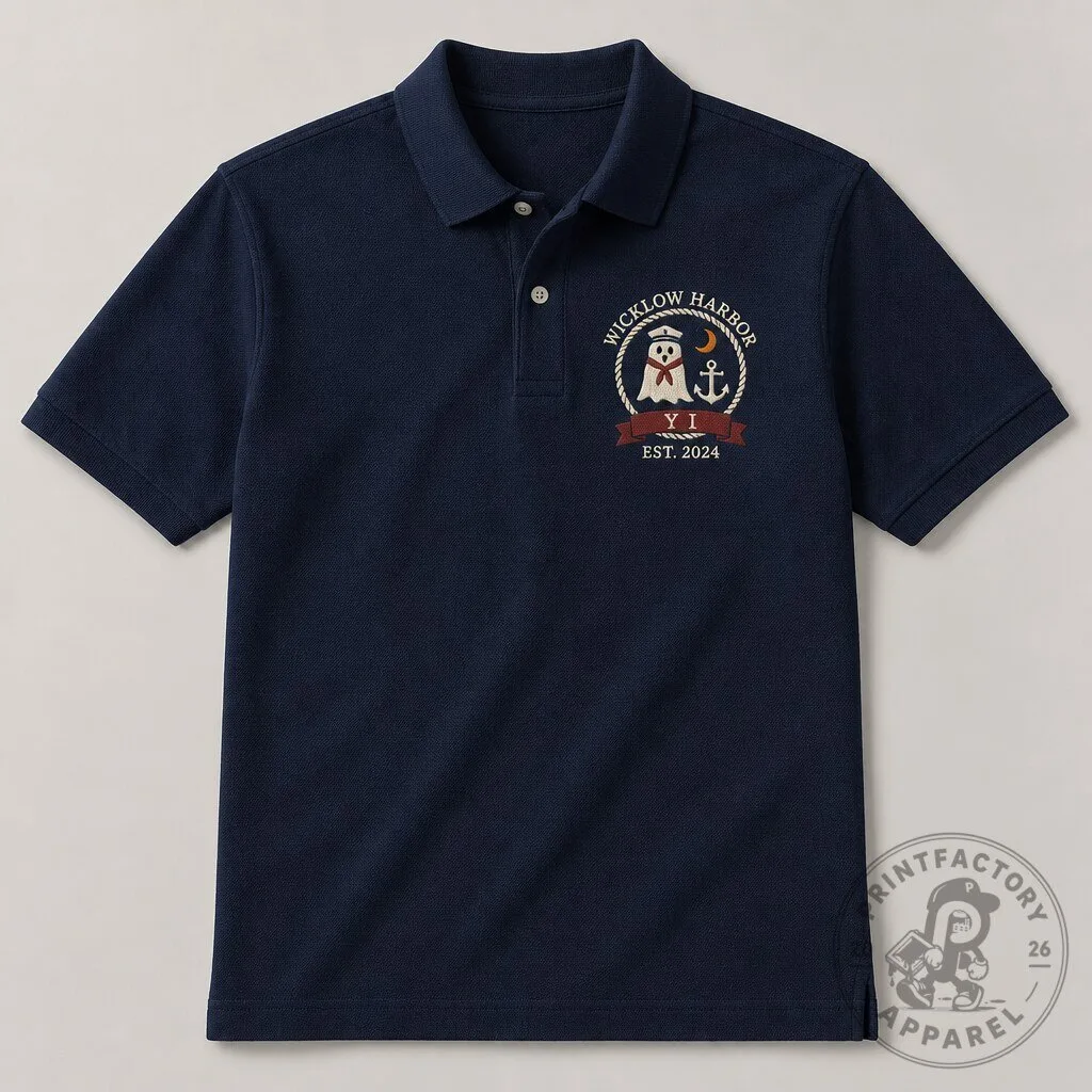 Haunted Harbor Club Polo Shirt - Coastal Halloween Prep Crest