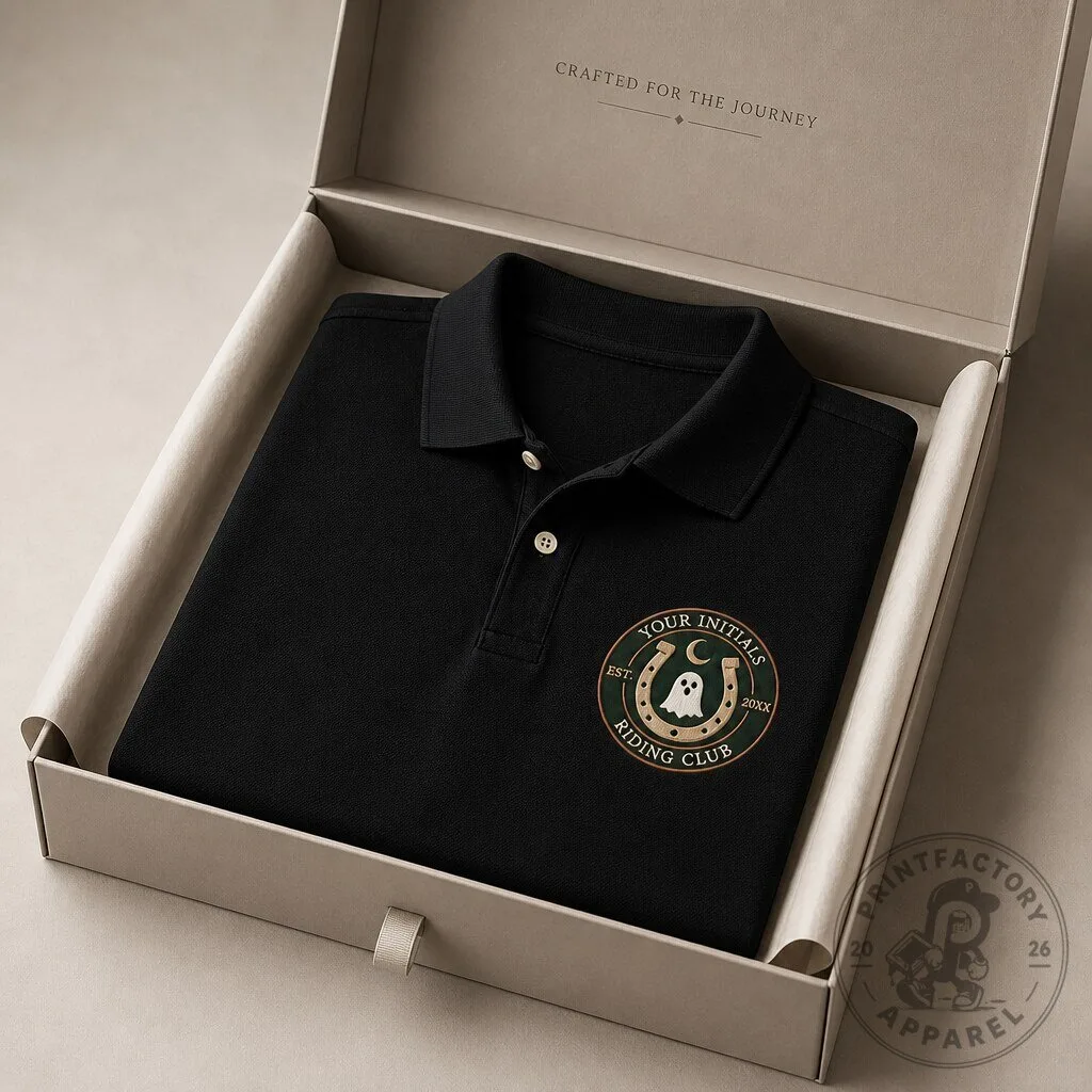 Midnight Riding Club Polo Shirt - Subtle Equestrian Halloween