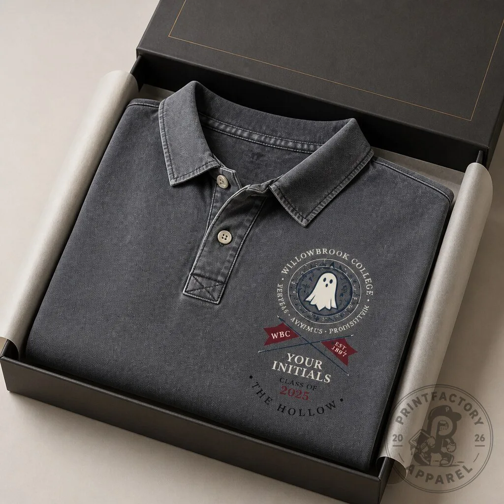 Haunted Alumni Club Polo Shirt - Vintage Halloween Collegiate Style
