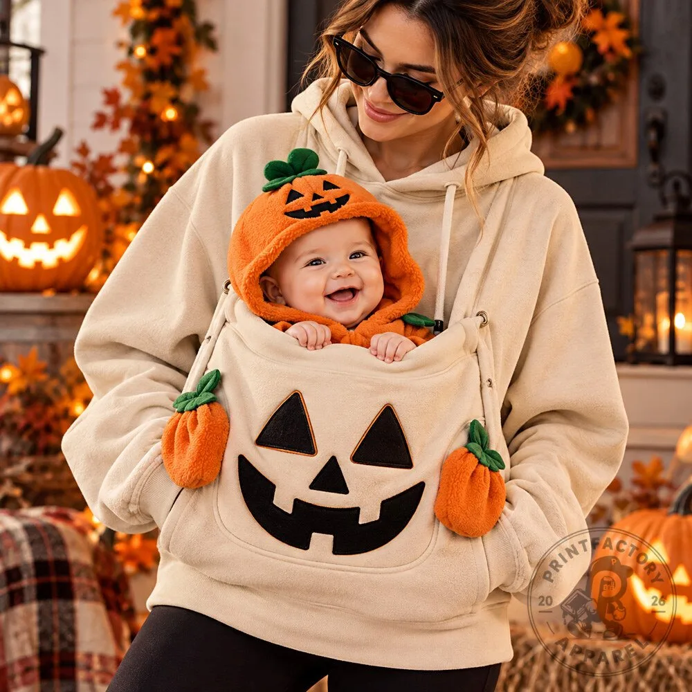 Pumpkin Baby Carrier Hoodie 2026 Sweatshirt - Mom And Baby