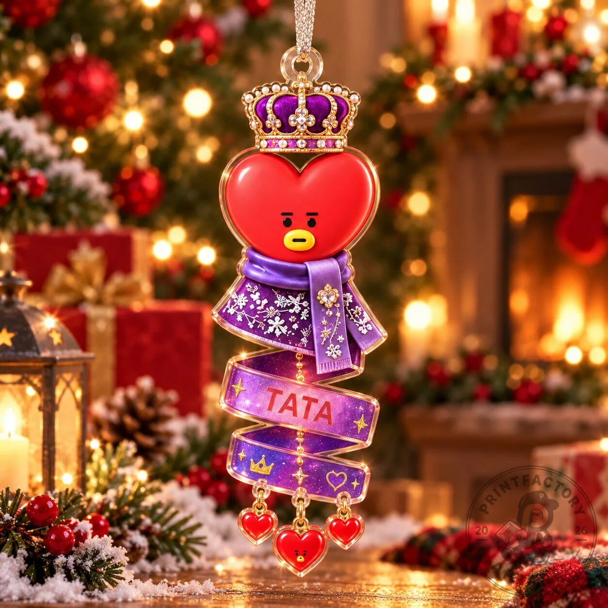 TATA Purple Royal Christmas Acrylic Ornament So Cute Holiday Tree Dec