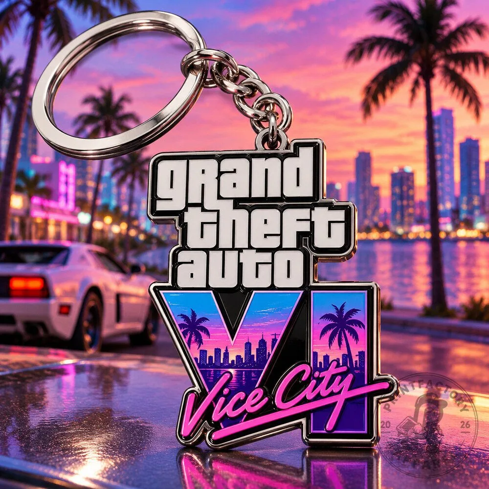GTA 6 Grand Theft Auto VI Vice City Metal Keychain