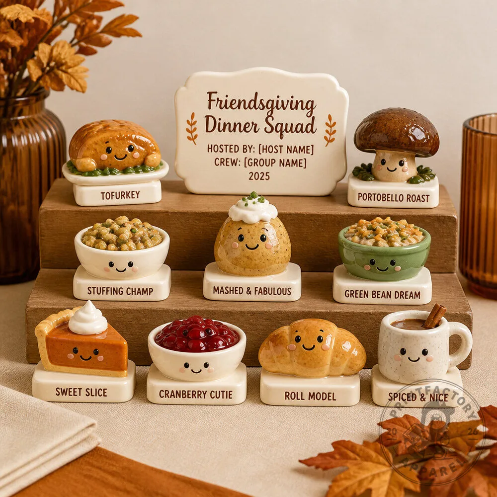 Friendsgiving Mini Collectible Table Set With Personalized Food Characters for Hosts