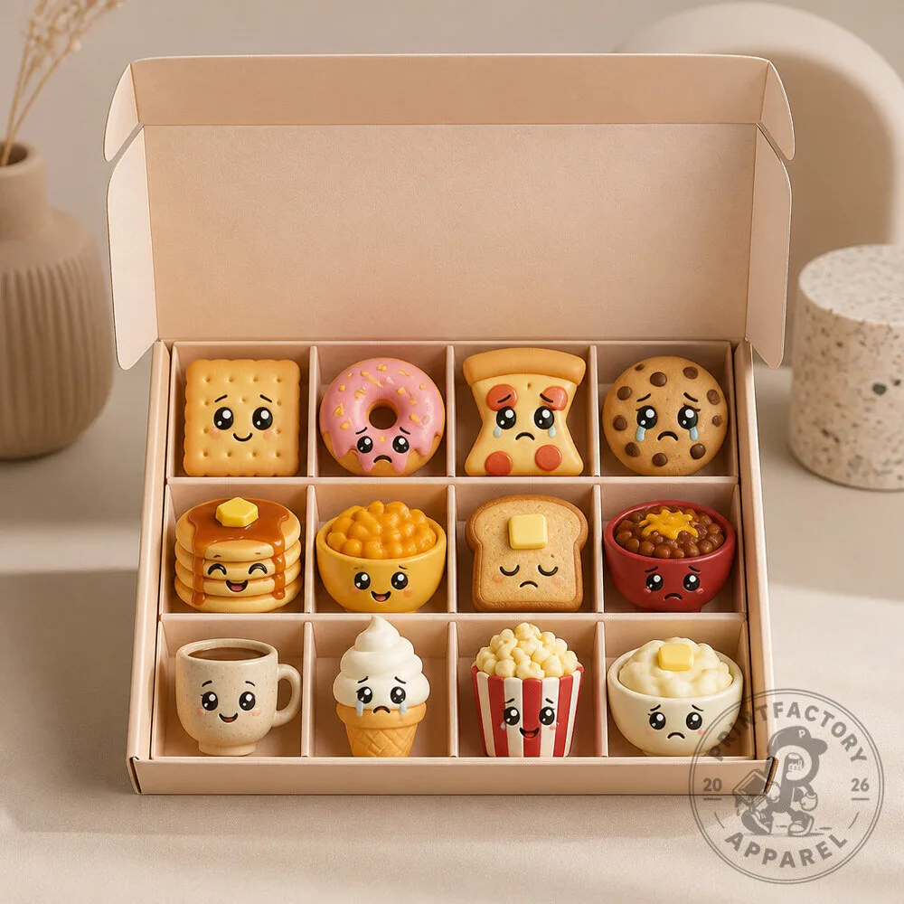 Mini Cute Food Collectible Box With 12 Original Comfort Food Characters for Desk Decor