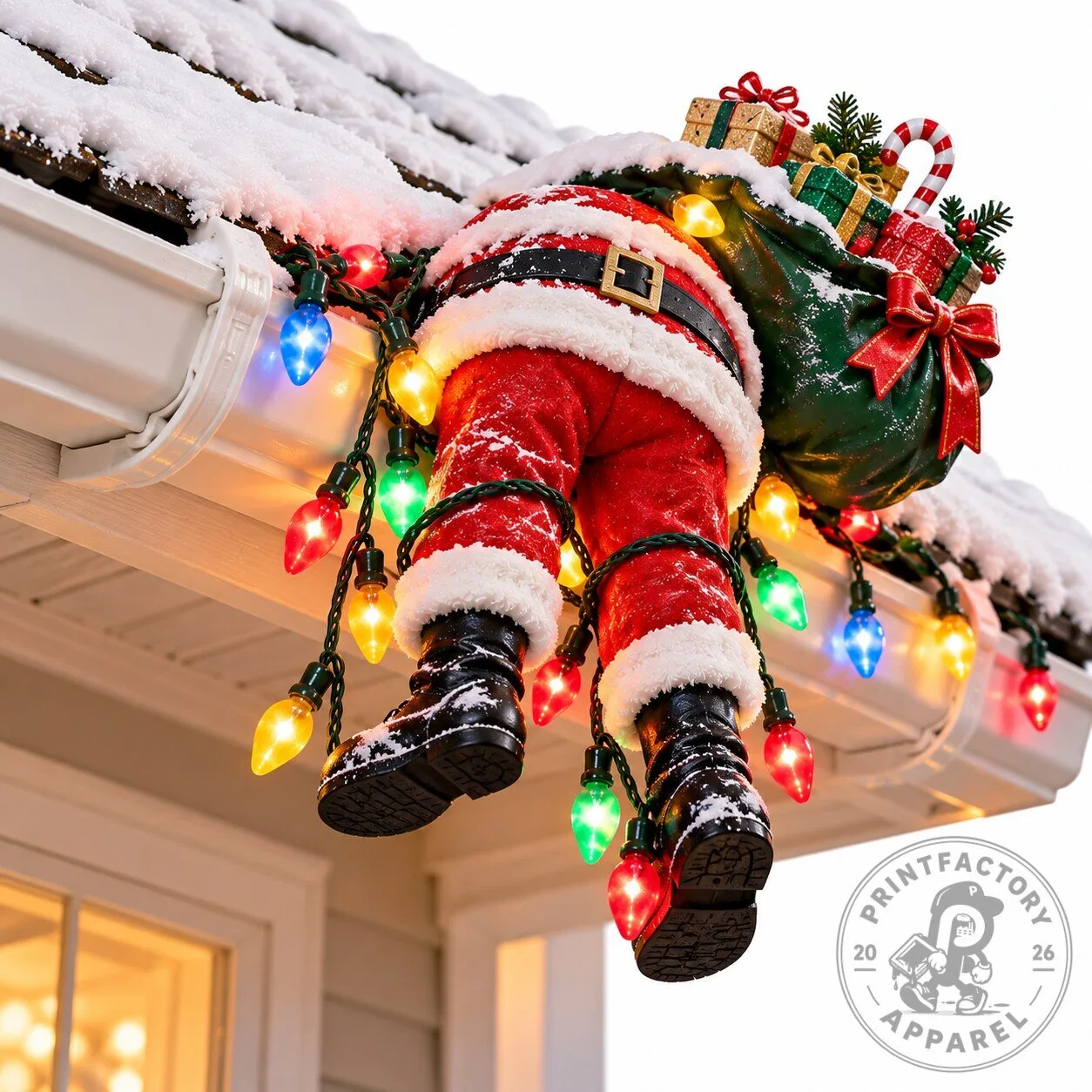 Santa’s Failed Landing Christmas Hanging Lights Home Decoration