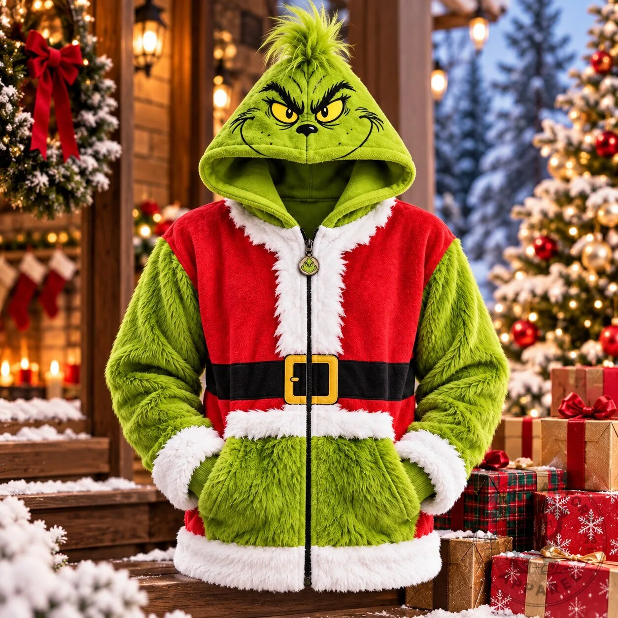 The Grinch Christmas Costume Character Zip-Up Hoodie Limited Edition 2026